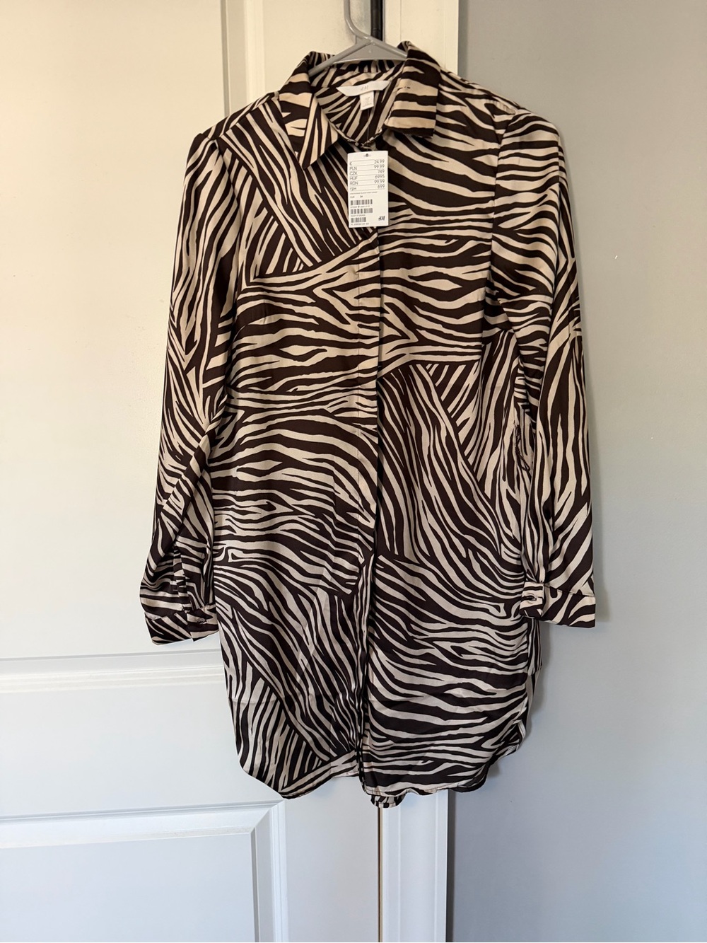 H&M Brown and Cream Zebra Print Mini Dress